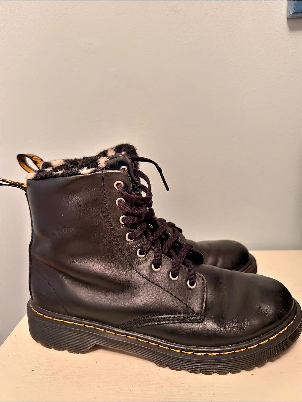Dr. Martens 1460 Serena Faux Fur Lined Boot Black Boots
